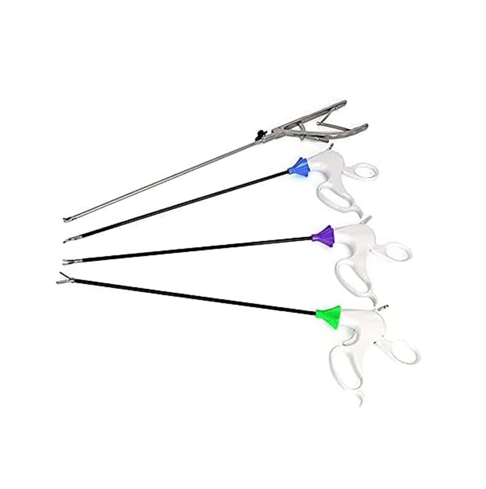 Tijeras de Práctica para Laparoscopia 4 Piezas Simulación de Formación en Laparoscopia, Pinza Pinza Endoscópica Laparo de 5 x 330 mm en Acero Inoxidable para Cirugía Laparoscópica
