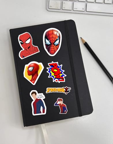 Image of LERITO Spider Man Vinyl Stickers, Waterproof Self Adhesive Decals for Laptop, Journal, Guitar, Mobile Phone, Multicolor, 50 Pack
