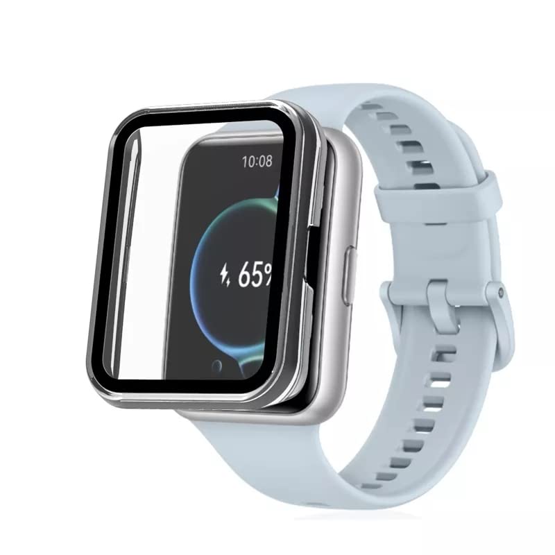 Dado Case + Screen Protector Compatible with Huawei watch Fit 2, Anti Scratch Tempered glass with watch case protector (Clear)