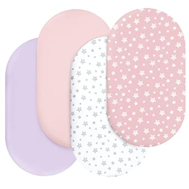 AMAZON - Bassinet Sheets Set 4 Pack for Baby Girl, Universal Fit for Oval, Hourglass and Rectangular Mattress, Pink