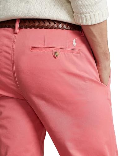 Ralph Lauren Polo Men's Stretch Straight Fit Flat Front Chino Pants (32W x 32L, Pale Red)2