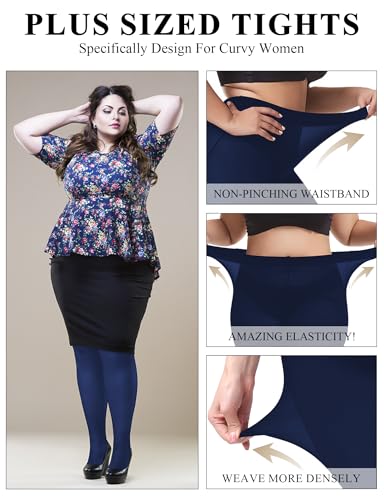 Image of Buauty Plus Size Tights for Women Ultra Soft Solid Color Semi-Opaque Pantyhose,