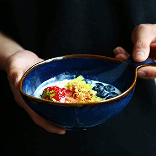 ERoomQ Pasta Bowls Ceramic Creative Home Bowl Microwave Fruit Bowl Oatmeal Yogurt Bowl,