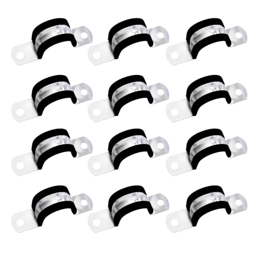 KLINNA 12 abrazaderas de tubo en U para cargas pesadas de 30 mm, acero inoxidable 304, soporte de tubo de dos agujeros, abrazaderas estables y abrazadera para un montaje de tubería fija