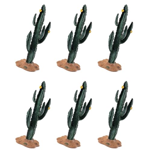 Giwnhvx 6X Simulación Cactus Planta Verde Árbol Baobab Modelo de Arbusto Bricolaje Accesorios de Escena para Niños Cognitivos Cactus con Pequeñas Flores Amarillas