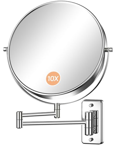 Gospire 9 Inch Extra Large Wall Mounted Mirror with 1X/10X Magnification, 360° Swivel & Extendable,...