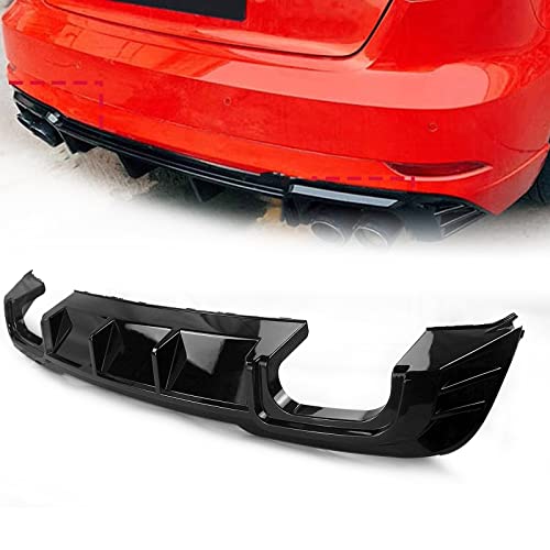 Spoiler de pare-chocs arrière Audi A3 Hayon 2017-2020, jupe inférieure noir laqué