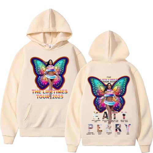 Photo de FAEWARE Sweat À Capuche Ka-TY Tour per-r-y 2025 Hoodie Imprimé Recto Verso Style Hip Hop Manches Longues Style Streetwear-Khaki||m