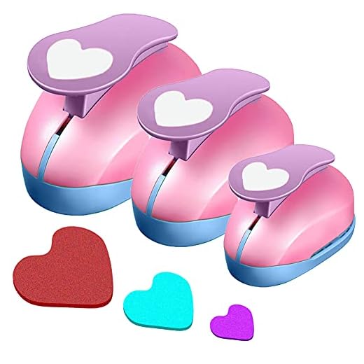 VSREI Perforadora de papel creativa Corazon, perforadora de fantasía hecha a mano para proyectos de bricolaje,fabricación de tarjetas (forma de corazón)-Juego de 3 tamaños 9/15/24mm -Color aleatorio