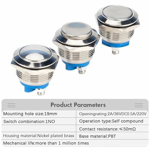 Interrupteur poussoir 19mm métallique 1NO pour sécuriser vos commandes électriques - 4