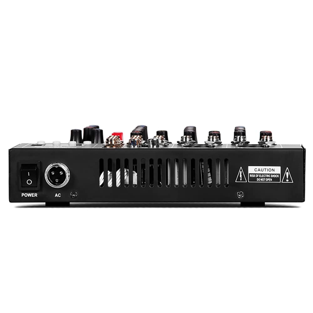 Depusheng HT4 Kompatybilny z Bluetooth profesjonalny przenośny cyfrowy mikser DJ z USB, 4-kanałowy mikser audio z interfejsem audio do nagrań studyjnych, kolor czarny