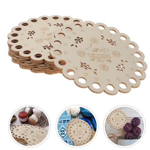 Image of COHEALI 10Pcs Heart Shaped Wood Embroidery Floss Organizer - Valentine's Day Cross Stitch Thread Holder - Natural Wooden Floss Bobbins for Needlework, Sewing Supplies & DIY Craft Projects - 5.5 Inch