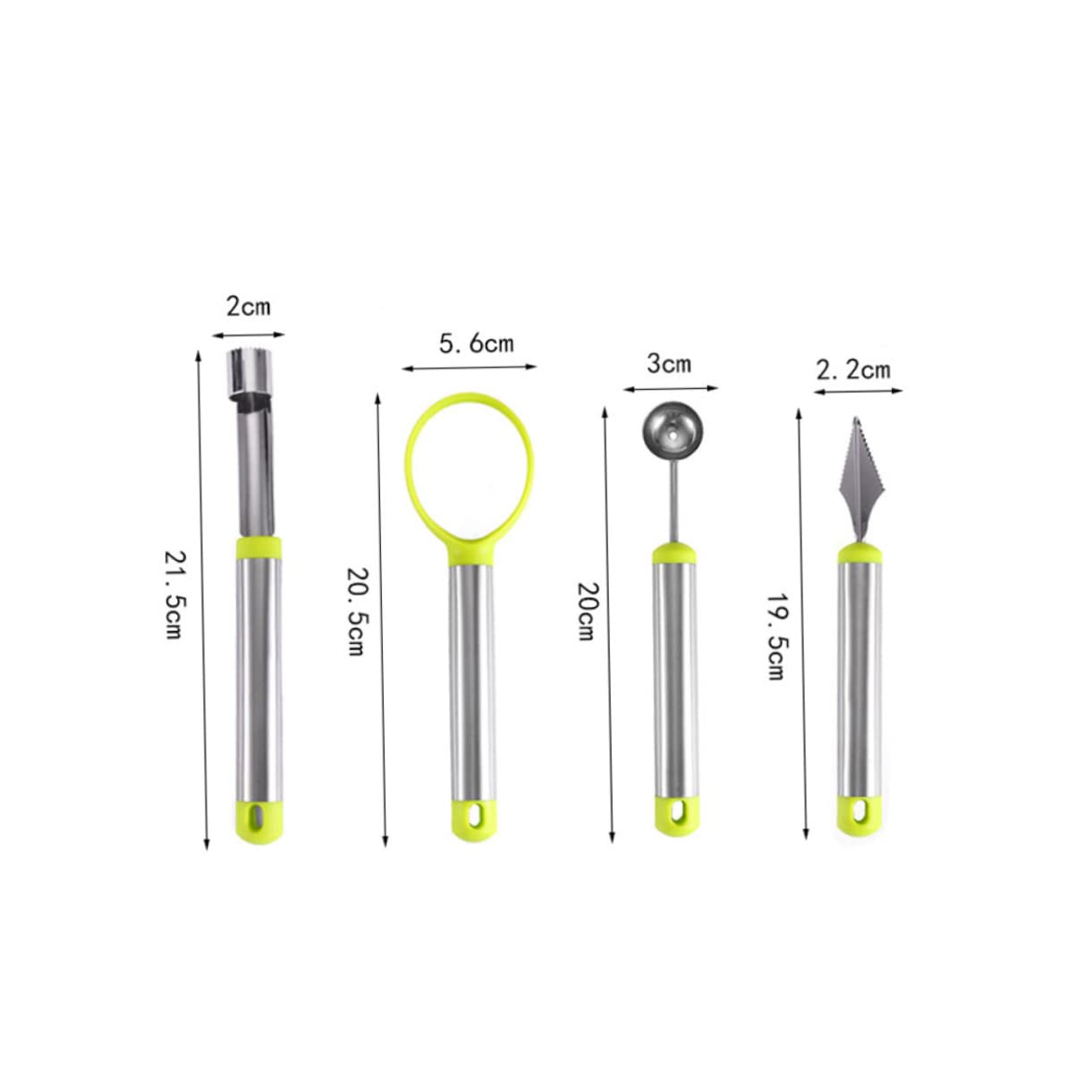OFFSCH Fruit Carving Cutter Set 4pcs Melon Baller Pineapple Peeler Cutter Corer for Salads Desserts