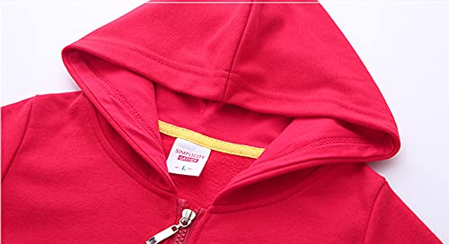 Cesannees Unisex Kid'S Baby Boys Girls Solid Zip-Up Hooded Sweatshirt Classic Hoodie Cotton Coat Red thumb #2