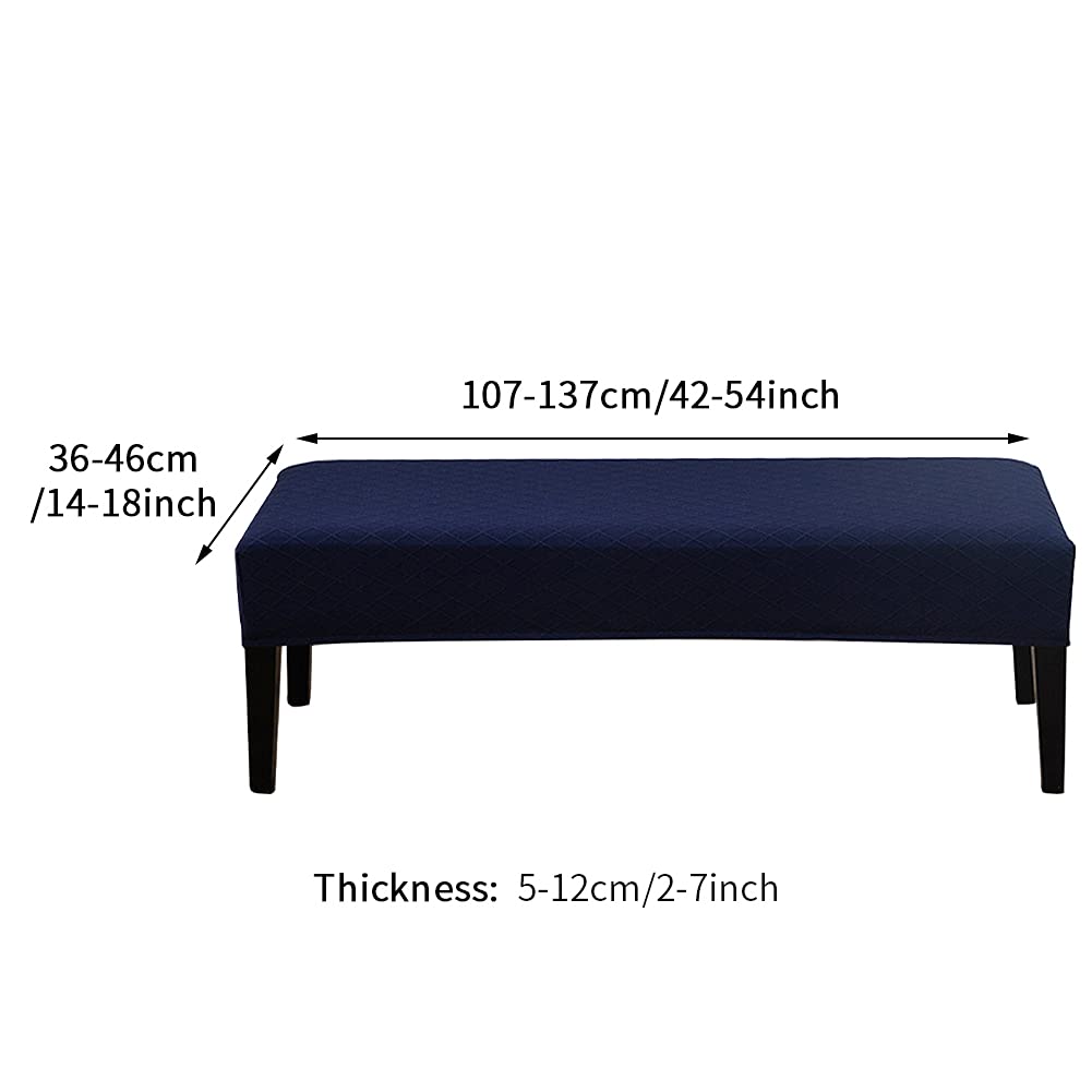 EKDJKK Dining Bench Cover Removable Bench Slipcover Soft Stretch Spandex Washable Bench Seat Furniture Protector Dining Chair Slipcovers for Living Room, Bedroom(Navy)