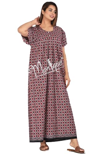Image of Monique Brand 100% Pure Cotton Nighty for Woman | Floral Gown for Women Night Wear | Cotton Nighty for Women Stylish | Maxi for Women Cotton