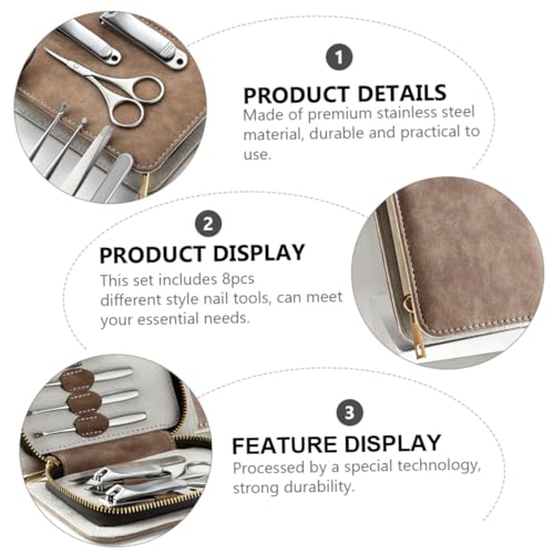 Set de manucure Anneome en acier inoxydable avec sa pochette en cuir élégante