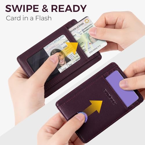 Image of RUNBOX Slim Minimalist Front Pocket RFID Blocking Leather Wallets for Men and Women Card Holder Wallets Gifts for men