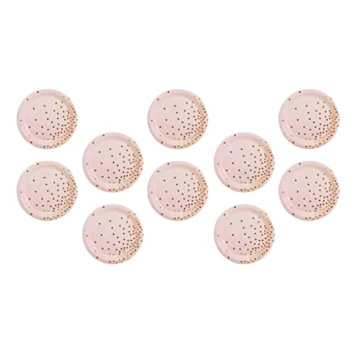 Gepnoo Pacote de 10 Pratos de Papel Descartáveis Rosa Talheres de Mesa para Festa Bebê