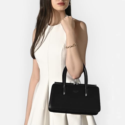 Image of Lavie Luxe Women's Book Dual Handle Frame Satchel Handbag | Satchel Bag for Work | Ladies Purse | Stylish Shoulder Bag | Gift For Women