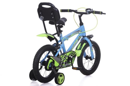Image of JUNIOR KID 14 T Kids Cycle with Sides -Balance Wheel & Back Rest Seat | 10 Inch Frame | Steel Rim | Ideal for 3 to 6 Years Boy's & Girl's (Sky)