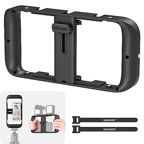 NEEWER Vídeo Rig para Smartphone,Agarre Estabilizador para Vlogging,Jaula con Montura de Trípode de Zapata Fría y 1/4" Thread,Compatible con iPhone 14 Plus/Pro MAX 13 Mini/Pro MAX X XS MAX XR Android
