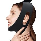 Post Surgical Silicone Chin Strap，Reusable Neck and Chin Lipo Compression Garment，Anti Snoring Chin Strap for Women & Men (Black)