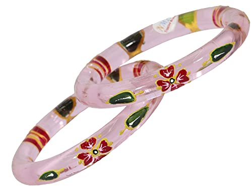 Image of NMII Glass with Zircon Gemstone and Glitter Kada Set For Women and Girls