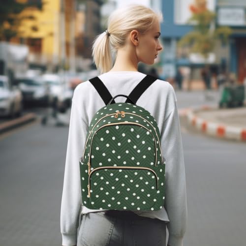 Image of ALAZA Green Polka Dots Pattern Small Backpack Purse for Women Travel Bag Fashion Daypack Back Pack Shoulder Bag