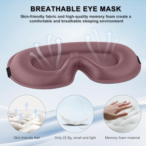 Image of Tobfit Blackout Sleep Mask for Women Men Zero Eye Pressure Eye Mask, Lycra Fabric 3D Ergonomic Design Eye Movement and Eyelash Friendly, Ultra Comfortable Blindfold for Sleeping Pink