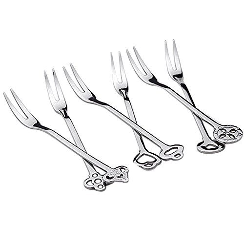 6 Pack 4.84 Inch Stainless Steel Fruit Forks Small Size Pickle Forks Cocktail Forks Dessert Forks For Banquet Party Restaurant Cafe Bar Seafood Cocktail Dessert #TOP2