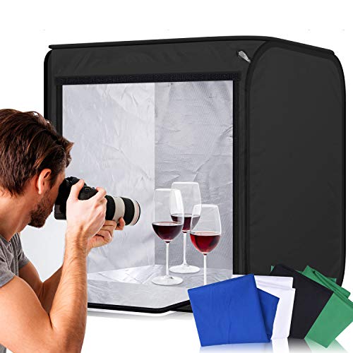 Abeststudio Photo Studio Tent Softbox Portable 60 * 60 * 60cm Dimmable Foldable Photography Studio 55W LED Cube Shooting Tent Soft Box with 4 Cotton Backdrops (Black,White,Blue,Green)