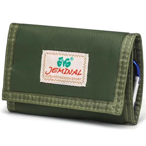 ＪＭ ＪＥＭＩＮＡＬ 杰米路 JEMINAL Tri-fold canvas ultra-thin waterproof wallet men's and women's keychain wallet (Green)3
