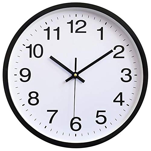 HOSTON Reloj de Pared Grande de diseño Moderno de 30 cm, Reloj de Pared silencioso Digital con Pilas, Utilizado en la Sala de Estar, la Cocina, la habitación de los niños (En Blanco y Negro)