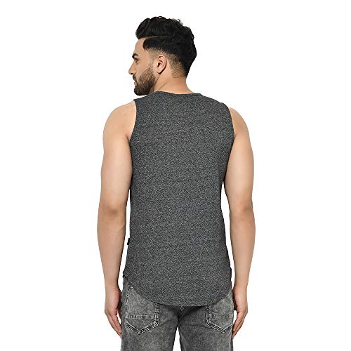 Image of RIGO Men's Letter Print Slim Fit Vest (SD02201039 Charcoal