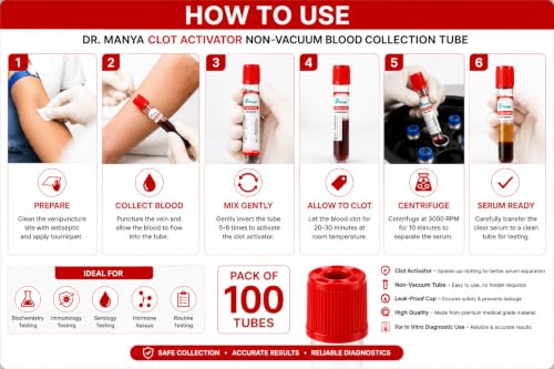 Image of Clot Activator Non-Vacuum Blood Collection Tube, 4ml Capacity, Red Cap, Sterile Disposable Vacutainer for Serum & Biochemistry Testing, Pack of 100 - Mittal Meditech