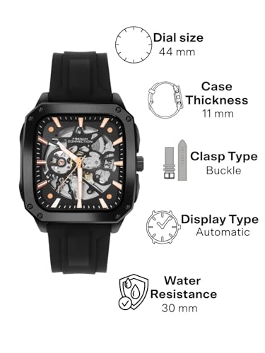 Image of French Connection See Through Black Square Dial | Black Silicone Strap Automatic Watch for Mens FCA18BBL