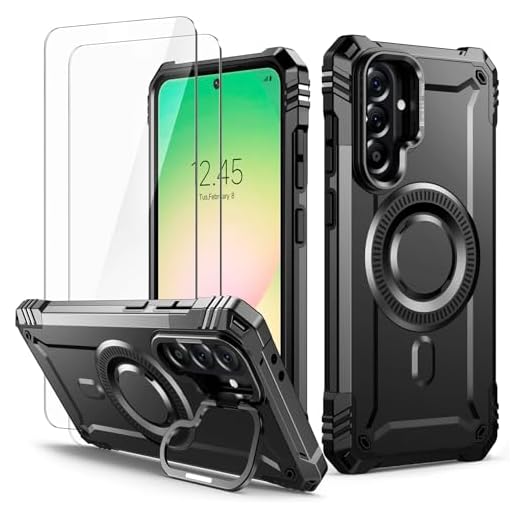 Lanhiem Coque pour Samsung A56 5G avec 2 Verre Trempé, Magnétique Antichoc Étui de Militaire Protection, Support de Caméra Coque pour Samsung Galaxy A56 5G Housse, Noir