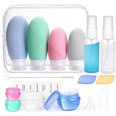 18 Stück Silikon Reiseflaschen Set 30/60/100ml, Opret Reiseflaschen Zum Befüllen Toilettenartikel, Auslaufsicher Nachfüllbare TSA-Zugelassen Leer Kosmetik Reiseset Reisegröße Behälter [FDA] [BPA-Frei] Cover