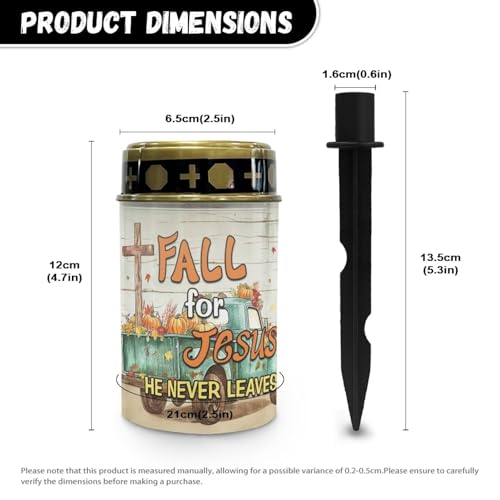 Image of Fall for Jesus Light for Prayer Cemetery Solar Lights for Grave Cemetery Fall Decoration Candle Lamp Eternal Lights for Graves Cemetery Memorial Gift 2 Pcs