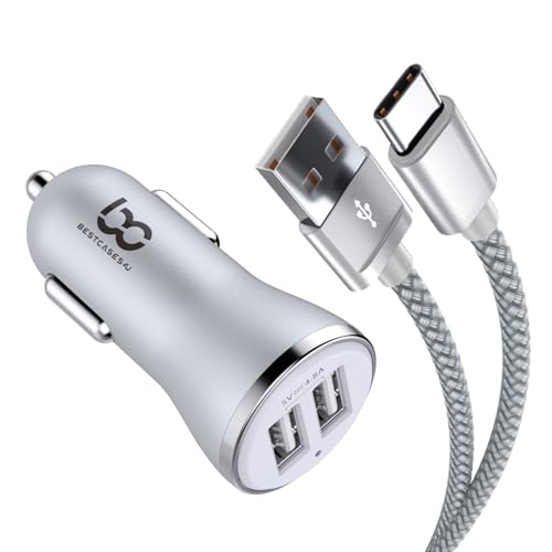 Caricabatterie da da da da auto veloce per Samsung Galaxy A14 A54 A34 A52 A52S A53 A23 A33 Caricabatteria da da da da auto 2 porte USB Adattatore per da da da auto Ricarica rapida 4.8A con cavo USB di tipo C da 1 m ad