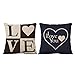 Lieson Lot Housse Coussin 45x45, Coussin Decoration Chambre Bleu Marine Marron Coussin Decoration Exterieur Coeur I Love You, Lin