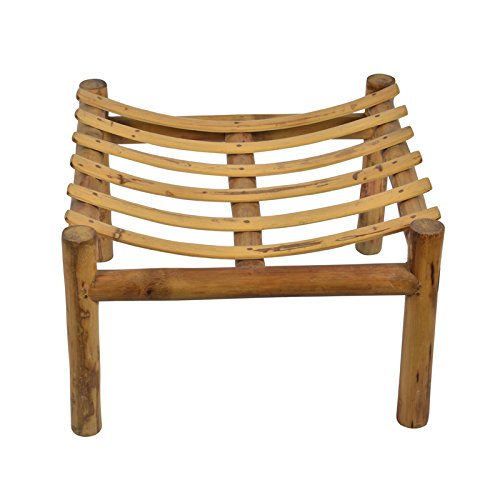 ExclusiveLane Bamboo Curved Chowki Beige Wooden Furniture/Home Décor