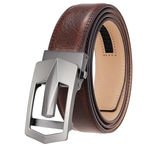 Men's Trimable Casual Automatic Buckle Genuine Leather Belt Aaaa 130cm