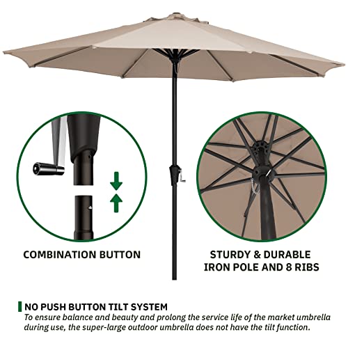 MEWAY 11ft Patio Umbrella Large Market Outdoor Garden Table Deck Pool Backyard Fishing Sunshade Umbrella with Crank and UV Protection(11 ft, Beige)