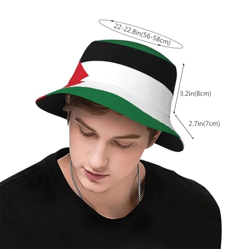 Flag of The State of Palestine Unisex Adult Sunshade Bucket hat, Summer Beach Sun hatï¼ŒLight and Breathable Foldable Black3