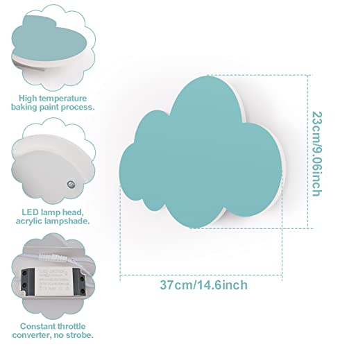HORKEY - Lampada da parete a forma di nuvola, per interni ed esterni, lampada da parete a LED, lampada da parete per bambini, paralume in acrilico con luci LED integrate, colore caldo, blu - Image 4