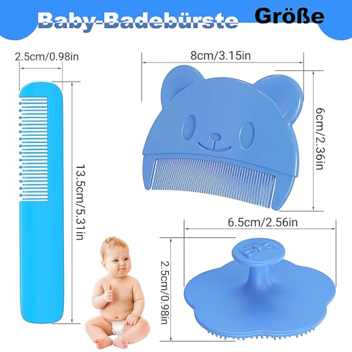 Miniatura 2 de Peine Bebe,3 Piezas Cepillo De Baño Para Bebe Cepillo Costra Láctea Bebe Cepillo De Masaje De Silicona Peine De Masaje Y Cepillo De Baño Apto Cepillo De Ducha Bebe Para Recién Nacidos,Bebés