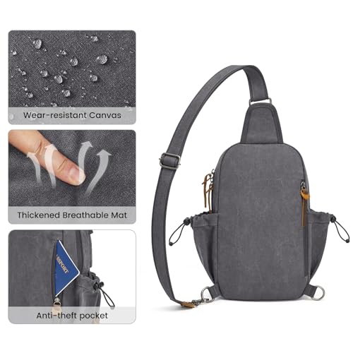 Bolso de pecho para viajar con estilo retro: comodidad en lona negra de 32.5 cm para el día a día. 4