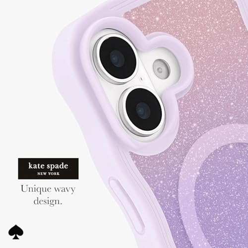 Image of kate spade new york iPhone 17 Case - Opal Glitter | Compatible with MagSafe - Lightweight Designer Case for iPhone 17 with Anti-Scratch Coating and Wavy Iridescent Ombre Design